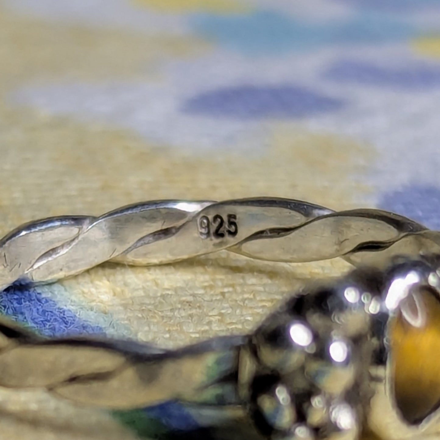 Twisted bubbling Tiger Eye ring